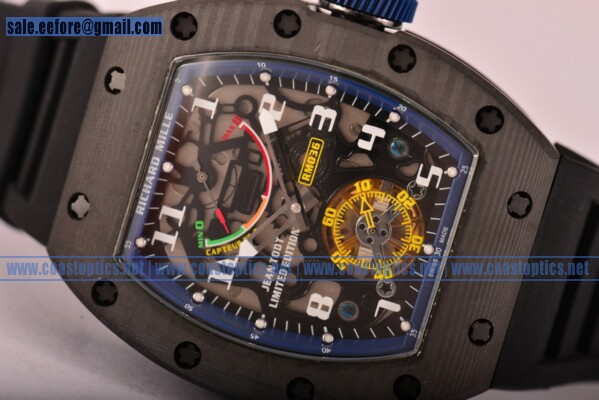 Richard Mille Jean Todt Limited Edition RM 036 Watch 1:1 Replica Carbon Fiber Blue Inner Bezel